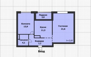 Продажа 2-комнатной квартиры, 60.6 м²