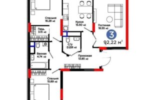 Продажа 3-комнатной квартиры, 93 м²