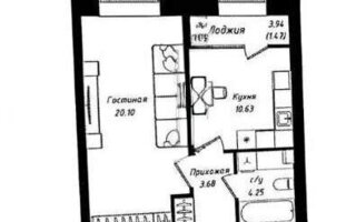 Продажа 1-комнатной квартиры, 40.13 м²