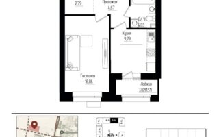 Продажа 1-комнатной квартиры, 39.65 м²