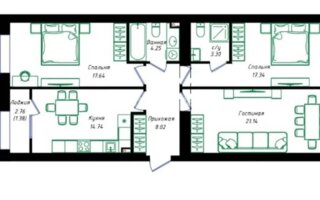 Продажа 3-комнатной квартиры, 87.81 м²