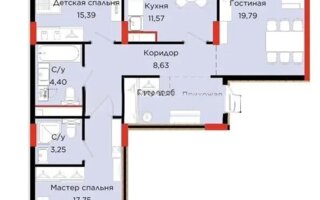 Продажа 3-комнатной квартиры, 89.15 м²