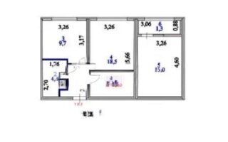 Продажа 2-комнатной квартиры, 52.5 м²