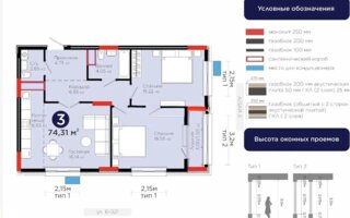 Продажа 3-комнатной квартиры, 74 м²