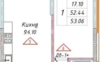Продажа 2-комнатной квартиры, 54.87 м²
