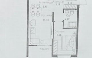 Продажа 2-комнатной квартиры, 46.56 м²