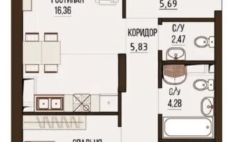 Продажа 2-комнатной квартиры, 73.3 м²