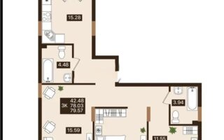 Продажа 3-комнатной квартиры, 80 м²