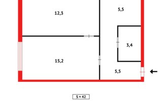 Продажа 2-комнатной квартиры, 42 м²