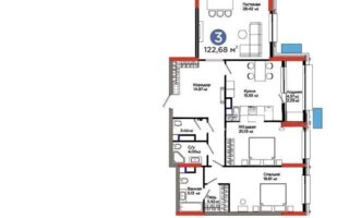 Продажа 3-комнатной квартиры, 122.68 м²