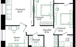 Продажа 3-комнатной квартиры, 82 м²