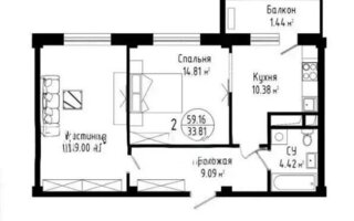 Продажа 2-комнатной квартиры, 60 м²