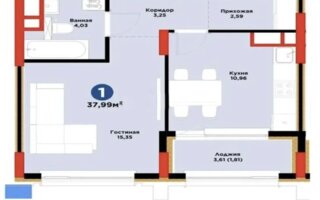 Продажа 1-комнатной квартиры, 38 м²