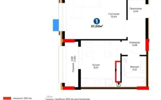 Продажа 1-комнатной квартиры, 37 м²