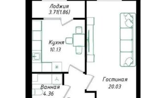 Продажа 1-комнатной квартиры, 40.2 м²