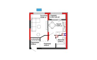Продажа 1-комнатной квартиры, 35.11 м²