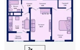 Продажа 2-комнатной квартиры, 64 м²