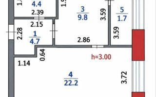 Продажа 1-комнатной квартиры, 42.3 м²
