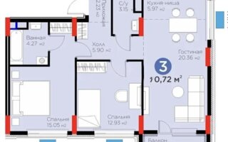 Продажа 3-комнатной квартиры, 71 м²