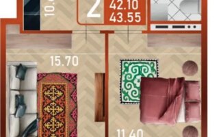 Продажа 2-комнатной квартиры, 43.55 м²