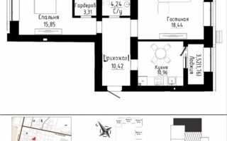Продажа 2-комнатной квартиры, 66 м²