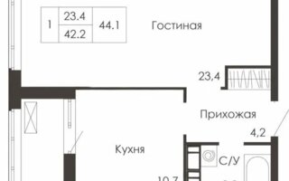 Продажа 1-комнатной квартиры, 44 м²