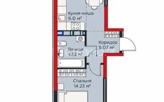 Продажа 2-комнатной квартиры, 46.67 м²