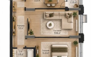 Продажа 2-комнатной квартиры, 61.11 м²