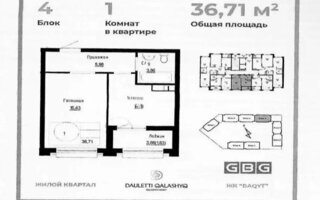 Продажа 1-комнатной квартиры, 36.71 м²