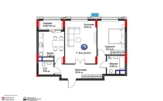 Продажа 2-комнатной квартиры, 69.23 м²