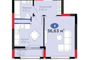 Продажа 1-комнатной квартиры, 37.5 м²