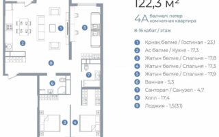 Продажа 4-комнатной квартиры, 123 м²