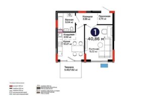 Продажа 1-комнатной квартиры, 40 м²