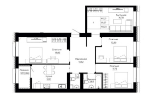 Продажа 4-комнатной квартиры, 93.23 м², ул. Сыганак, дом  12 - Продажа квартир в новостройках Астаны