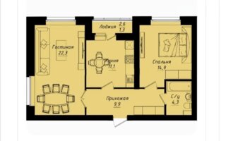 Продажа 2-комнатной квартиры, 63.8 м²