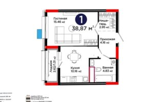 Продажа 1-комнатной квартиры, 39 м²