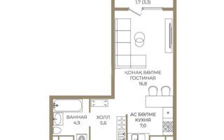 Продажа 1-комнатной квартиры, 36 м²