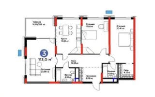 Продажа 3-комнатной квартиры, 114 м²