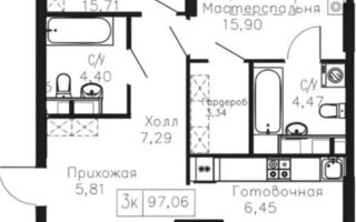 Продажа 3-комнатной квартиры, 95 м²