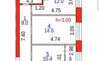 Продажа 2-комнатной квартиры, 52 м²