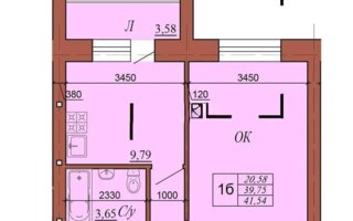 Продажа 1-комнатной квартиры, 43.6 м²
