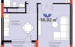 Продажа 1-комнатной квартиры, 39.1 м²