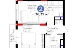 Продажа 2-комнатной квартиры, 37 м²