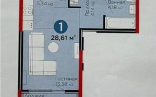 Продажа 1-комнатной квартиры, 28 м²