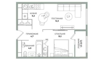 Продажа 1-комнатной квартиры, 39 м²