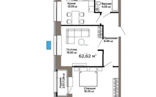 Продажа 2-комнатной квартиры, 64 м²