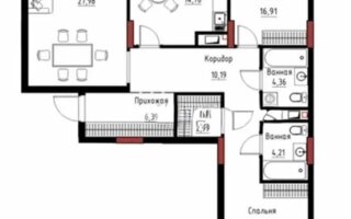 Продажа 3-комнатной квартиры, 109.68 м²