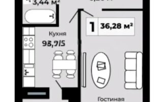 Продажа 1-комнатной квартиры, 38 м²