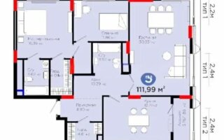 Продажа 3-комнатной квартиры, 112 м²