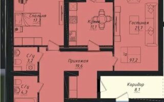 Продажа 3-комнатной квартиры, 97.2 м²